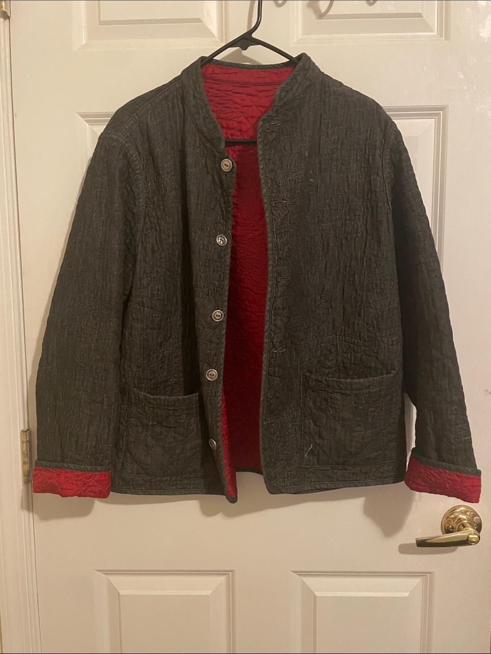 Reversible Quilted Jacket with Red Lining